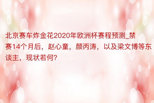 北京赛车炸金花2020年欧洲杯赛程预测_禁赛14个月后，赵心童，颜丙涛，以及梁文博等东谈主，现状若何？