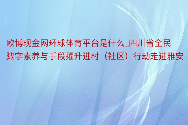 欧博现金网环球体育平台是什么_四川省全民数字素养与手段擢升进村（社区）行动走进雅安