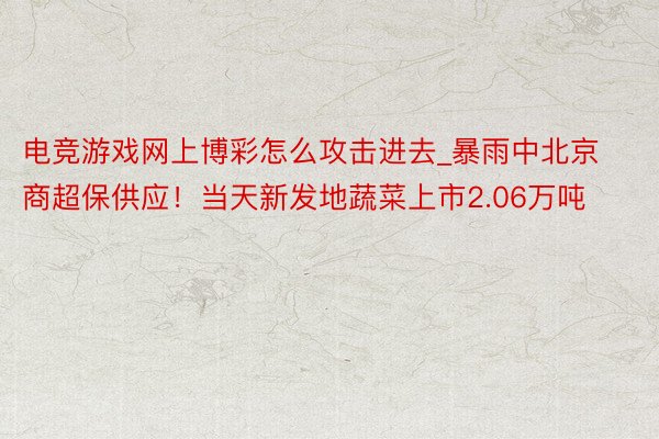 电竞游戏网上博彩怎么攻击进去_暴雨中北京商超保供应！当天新发地蔬菜上市2.06万吨