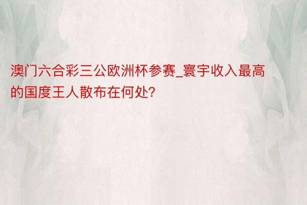 澳门六合彩三公欧洲杯参赛_寰宇收入最高的国度王人散布在何处？