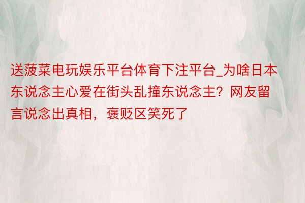送菠菜电玩娱乐平台体育下注平台_为啥日本东说念主心爱在街头乱撞东说念主？网友留言说念出真相，褒贬区笑死了